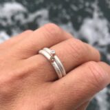 Stableringer med zirkon (blank) og røykkvarts i 14k rødtgullsfatninger