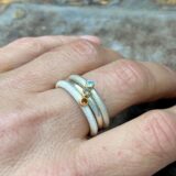 Stableringer med citrin, røykkvarts og lys blå topas