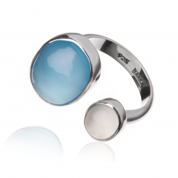 Vi to - ring med kalsedon og månesten