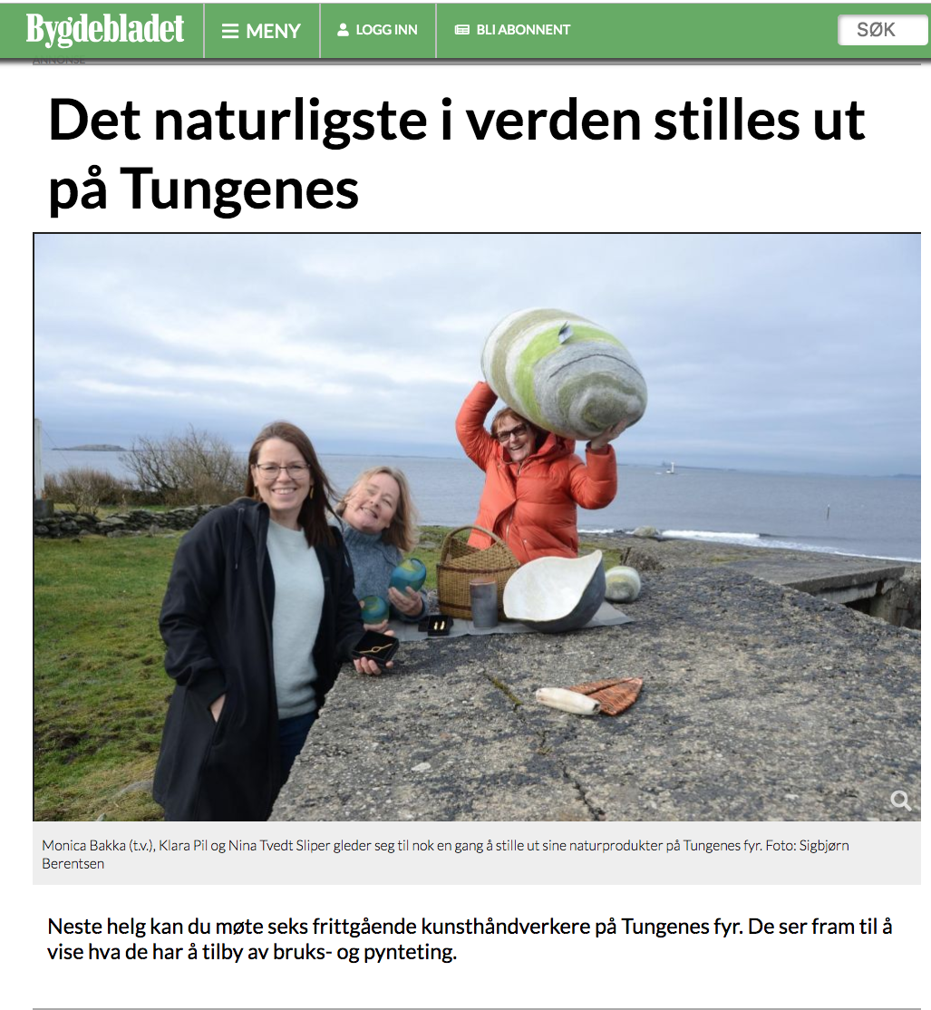 Artikkel i Bygdebladet i forbindelse med utstilling på Tungenes Fyr