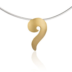 Bølge halsskmykke i forgylt sølv med omegakjede