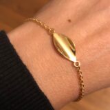 Mini Blad enkelt armbånd i forgylt sølv