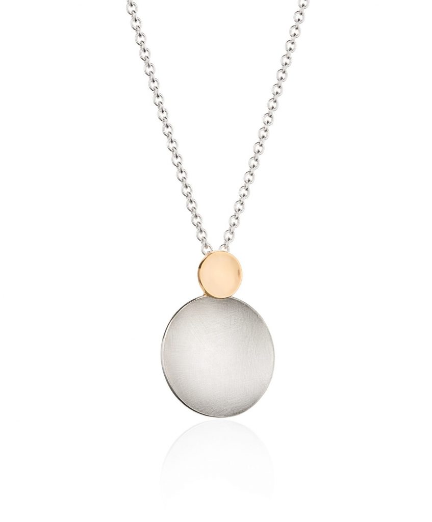 Heng halskjede i sølv og gull